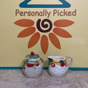 Corner Ruby Fruit Sugar & Creamer